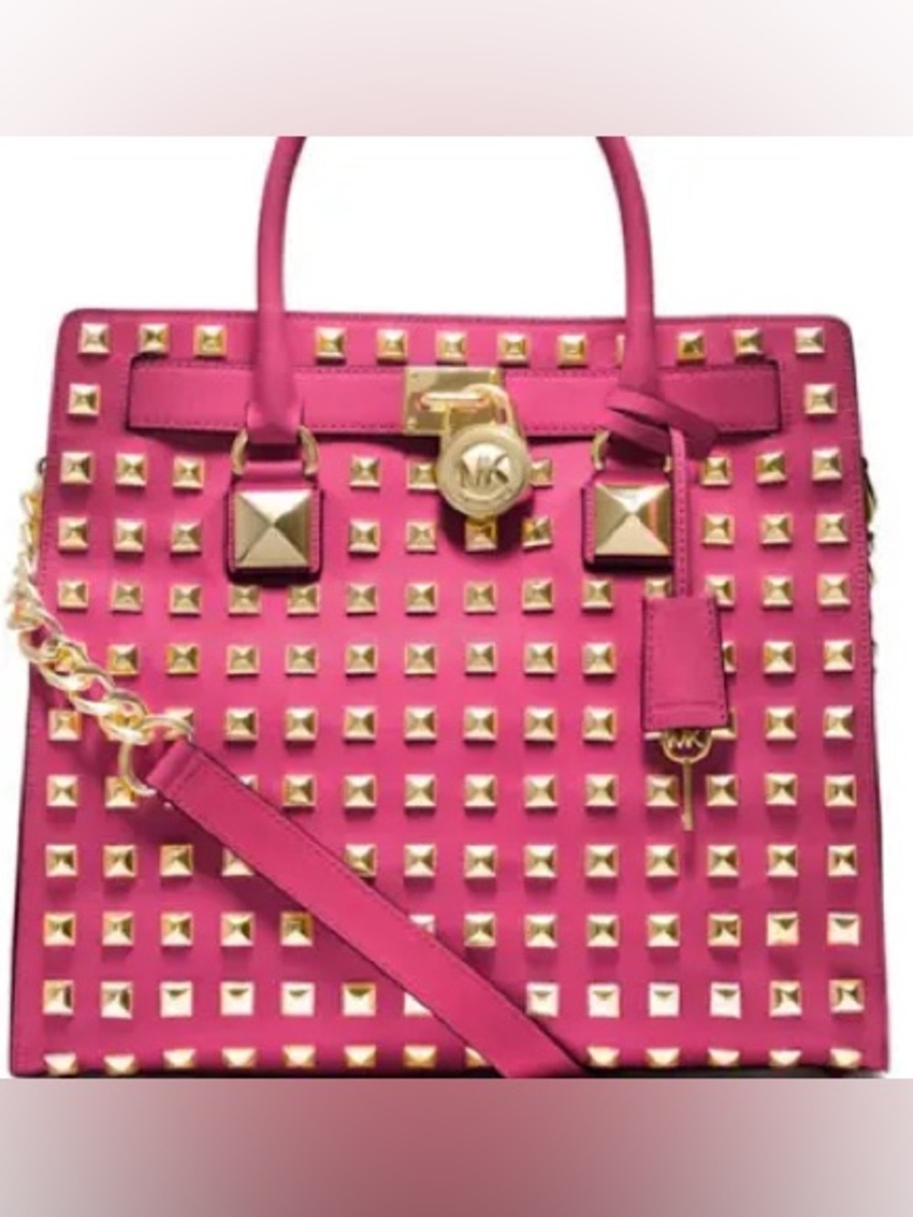 Michael Kors Hamilton Vintage Hot Pink Studded Leather Tote NWT vintage Y2K vtg